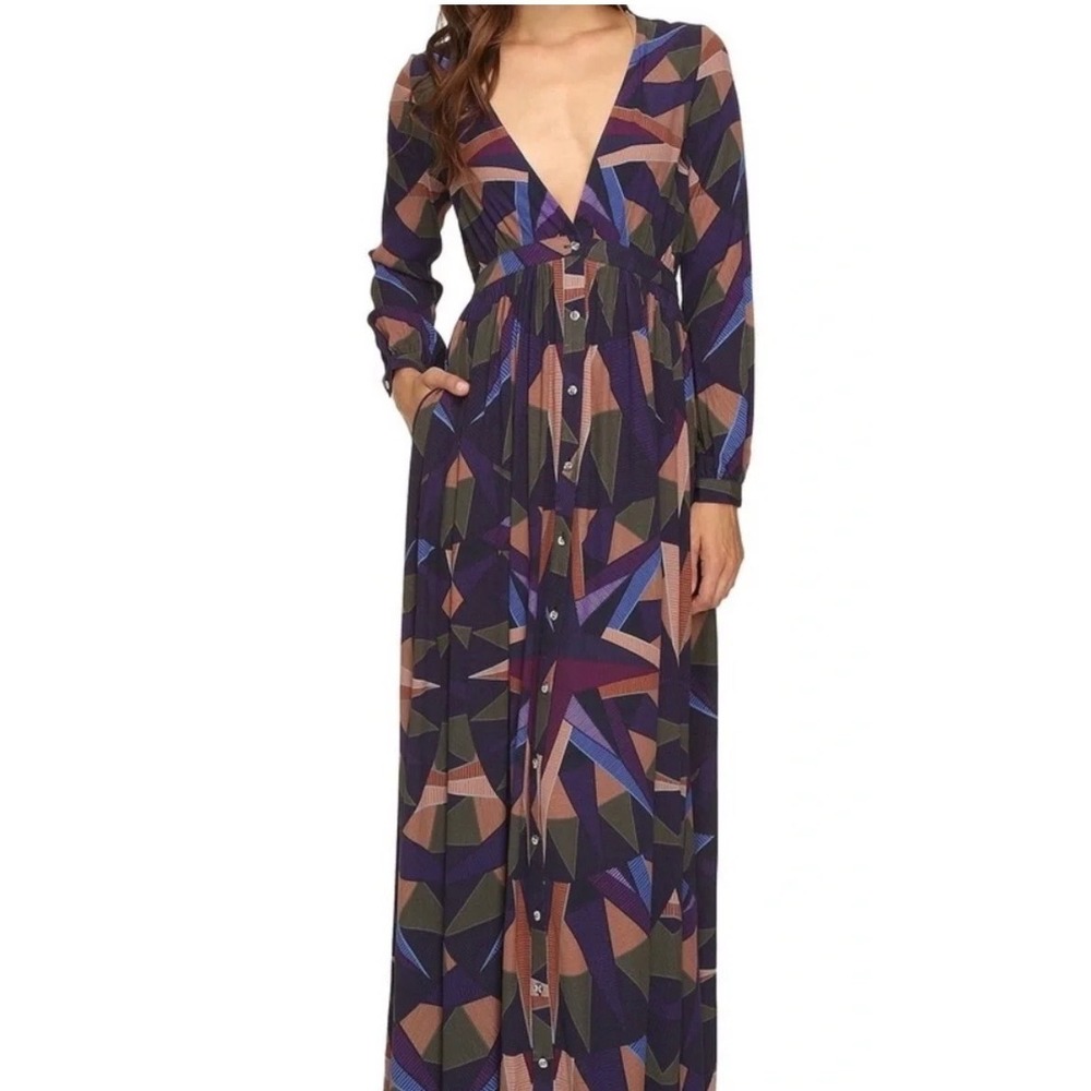 Mara Hoffmann Compass Long Sleeve Maxi Dress Size 4 Excellent Condition